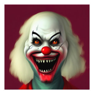 Scary clown horror portrait ugly monster Halloween Fotodruck