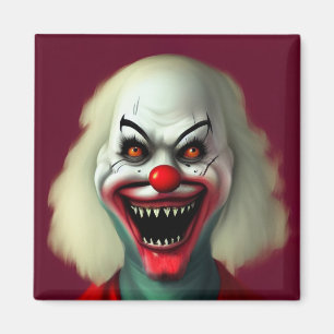 Scary clown horror portrait ugly monster Halloween Magnet