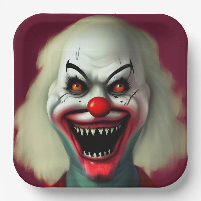 Scary clown horror portrait ugly monster Halloween Pappteller (Vorderseite)