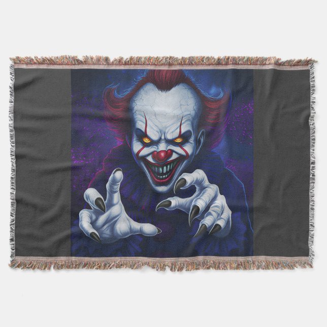 Scary Clown Throw Blanket Decke (Vorderseite)