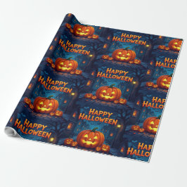 Scary Cute Pumpkins, Ghosts & Spider Web Design Geschenkpapier