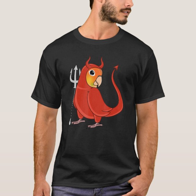 Scary Devil Costume Parrot I Green Cheek Pineapple T-Shirt (Vorderseite)