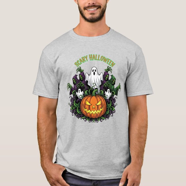 Scary Halloween Ghost & Reaper Tee (Vorderseite)