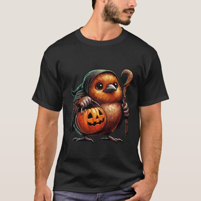 Scary Halloween Kiwi Bird Ghost Spooky Candy Bag 1 T-Shirt (Vorderseite)
