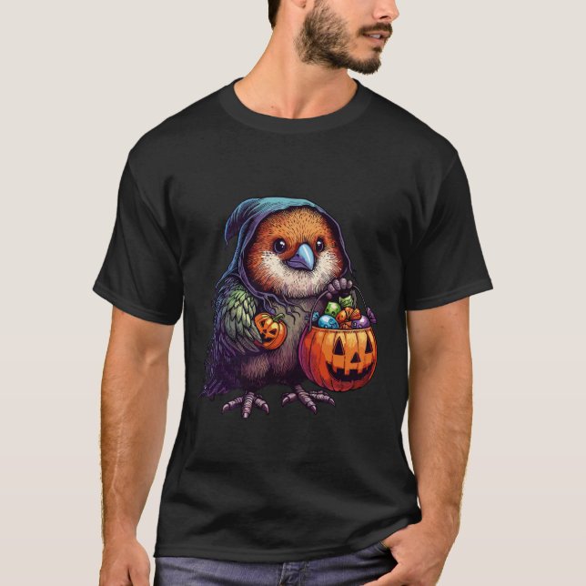 Scary Halloween Kiwi Bird Ghost Spooky Candy Bag 1 T-Shirt (Vorderseite)