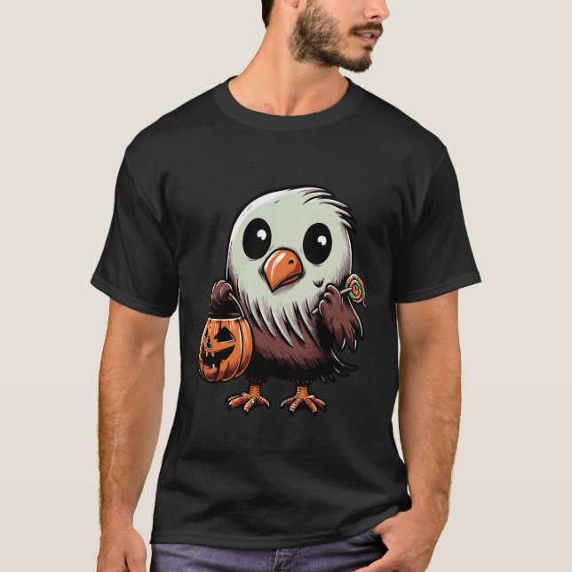 Scary Halloween Kiwi Bird Ghost Spooky Candy Bag 8 T-Shirt (Vorderseite)
