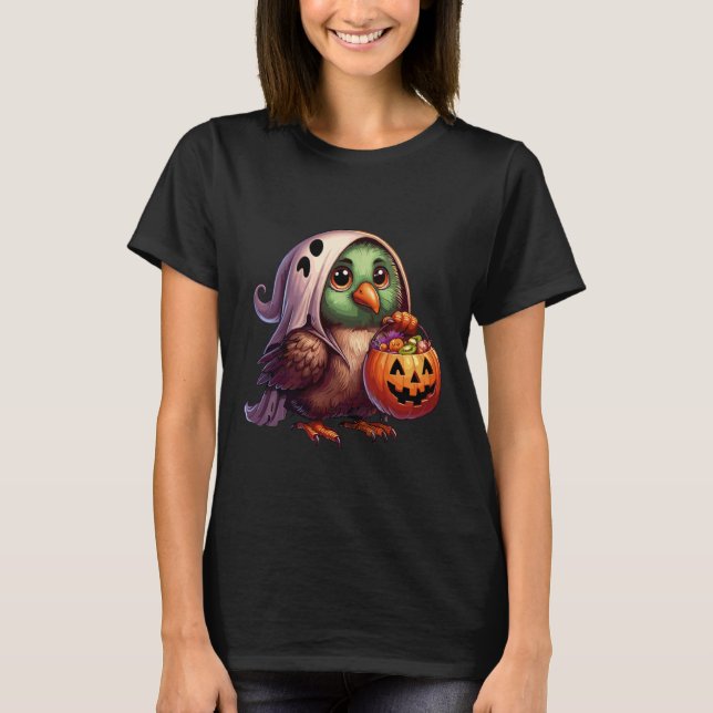 Scary Halloween Kiwi Bird Ghost Spooky Candy Bag 9 T-Shirt (Vorderseite)