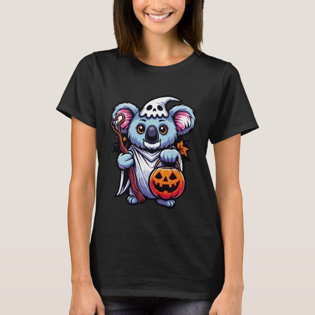 Scary Halloween Koala Ghost Spooky Candy Bag T-Shirt (Vorderseite)