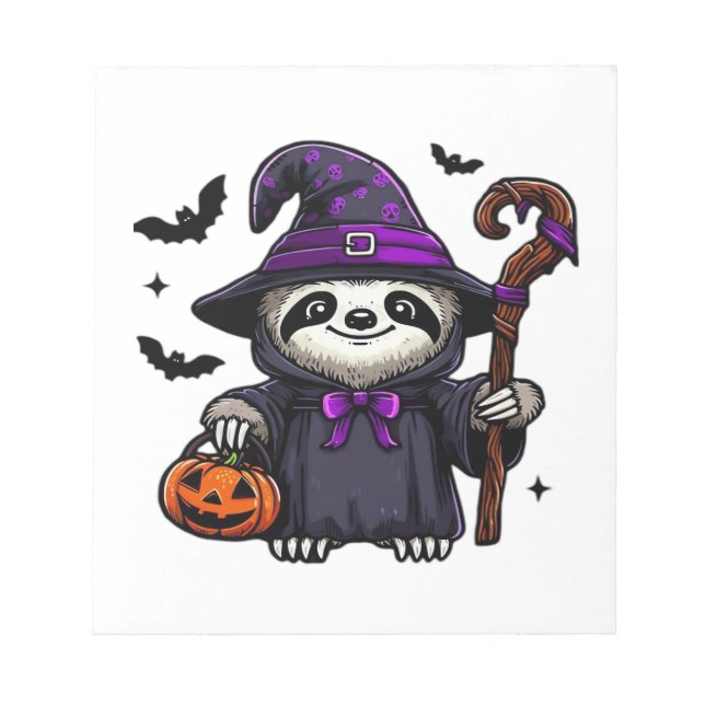 Scary Halloween Sloth Witch Hat Costume Spooky Sea Notizblock (Vorderseite)