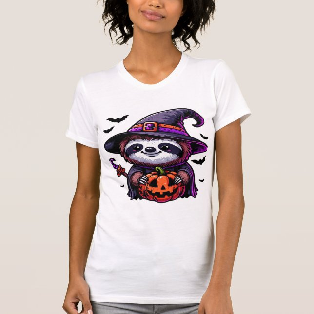 Scary Halloween Sloth Witch Hat Costume Spooky Sea T-Shirt (Vorderseite)