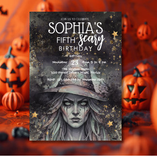 Scary Halloween witch kids birthday Einladung