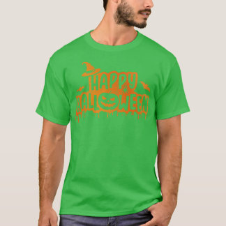 Scary happy halloween with witch hat pumpkin face T-Shirt