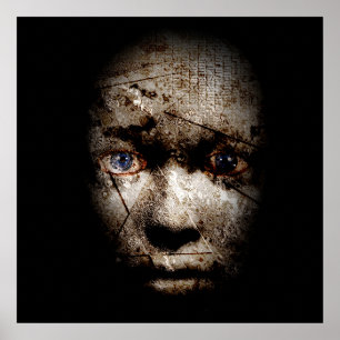 Scary human face poster