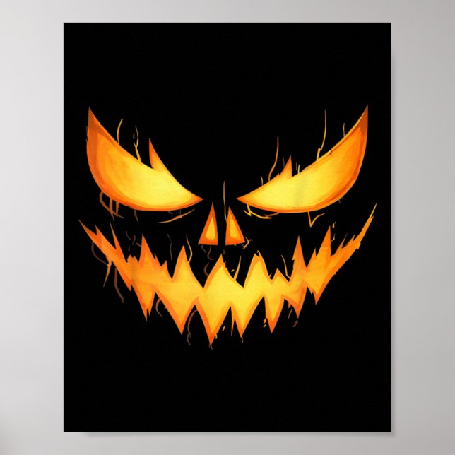 Scary Jack O Lantern Carved Pumpkin Face Halloween Poster (Vorne)