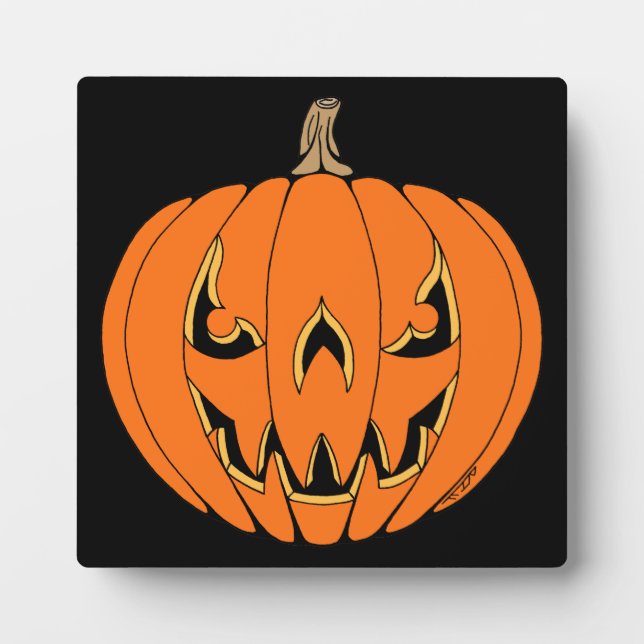 Scary Jack-o'-Lantern Halloween Design Fotoplatte (Vorderseite)