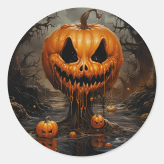 Scary Jack O Lantern Halloween Runder Aufkleber