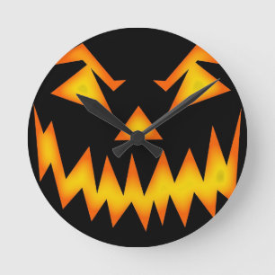 Scary Jack O Lantern Round (Medium) Wall Clock Runde Wanduhr