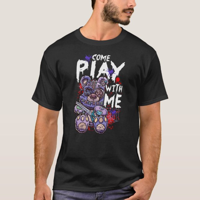 Scary Killer Teddy Bear Pastel Goth Style Creepy K T-Shirt (Vorderseite)