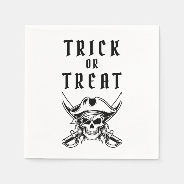 Scary Pirate Skull Trick Or Treat Halloween Serviette (Vorderseite)