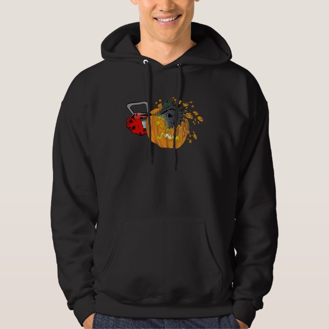 Scary Pumpkin Carving Halloween Chainsaw Pumpkin F Hoodie (Vorderseite)