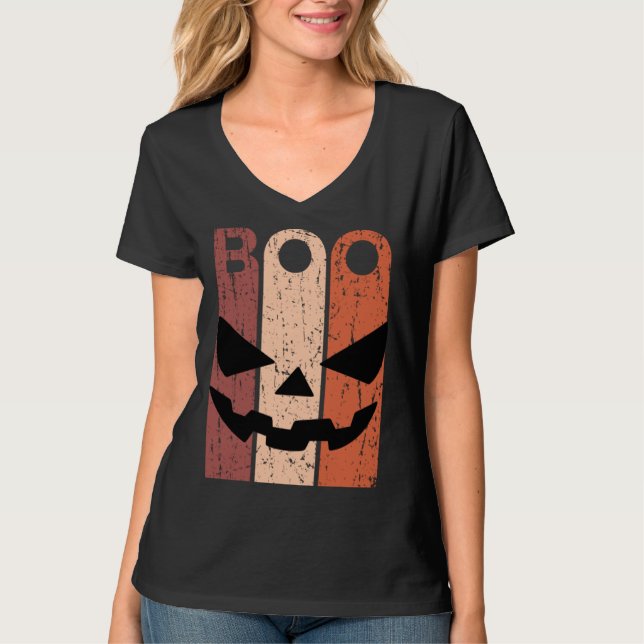 Scary Pumpkin Face Halloween Costume with Monster  T-Shirt (Vorderseite)