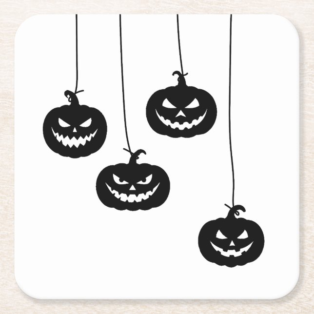 Scary Pumpkin hanging Rechteckiger Pappuntersetzer (Vorderseite)