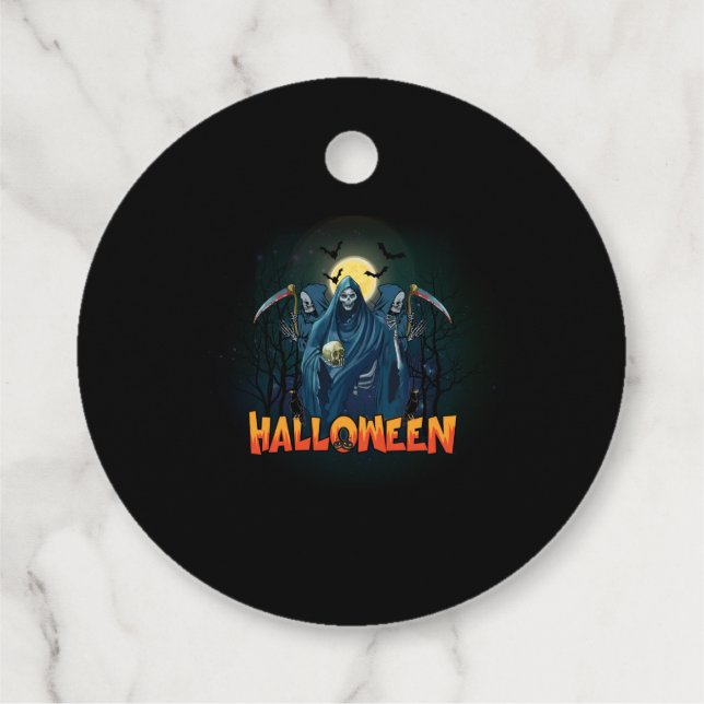 Scary Skeleton Night Halloween, mein Halloween Moo Geschenkanhänger (Rückseite)