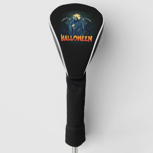 Scary Skeleton Night Halloween, mein Halloween Moo Golf Headcover (Vorderseite)