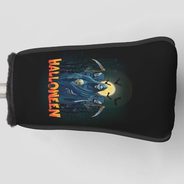 Scary Skeleton Night Halloween, mein Halloween Moo Golf Headcover (Vorderseite)