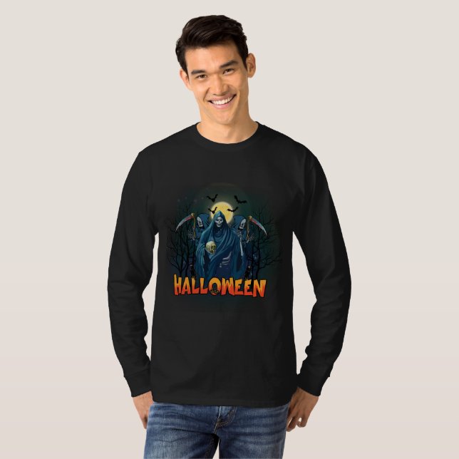 Scary Skeleton Night Halloween, mein Halloween Moo T-Shirt (Vorne ganz)