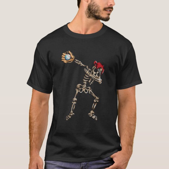 Scary Skeleton Plays Baseball Dab Dances Baseball  T-Shirt (Vorderseite)
