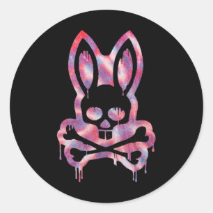 Scary Skull And Crossbones Bad Rabbit Horror Bunny Runder Aufkleber