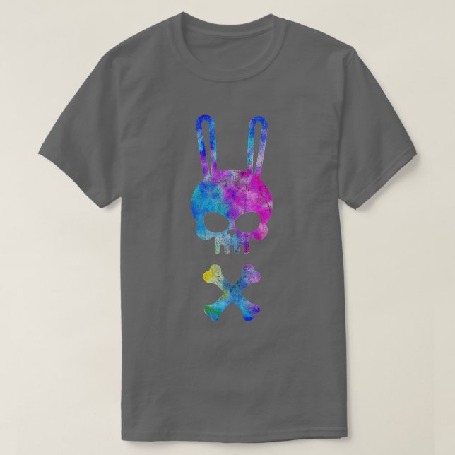 Scary Skull And Crossbones Bad Rabbit Horror Bunny T-Shirt (Design vorne)