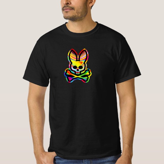 Scary Skull And Crossbones Bad Rabbit Horror Bunny T-Shirt (Vorderseite)