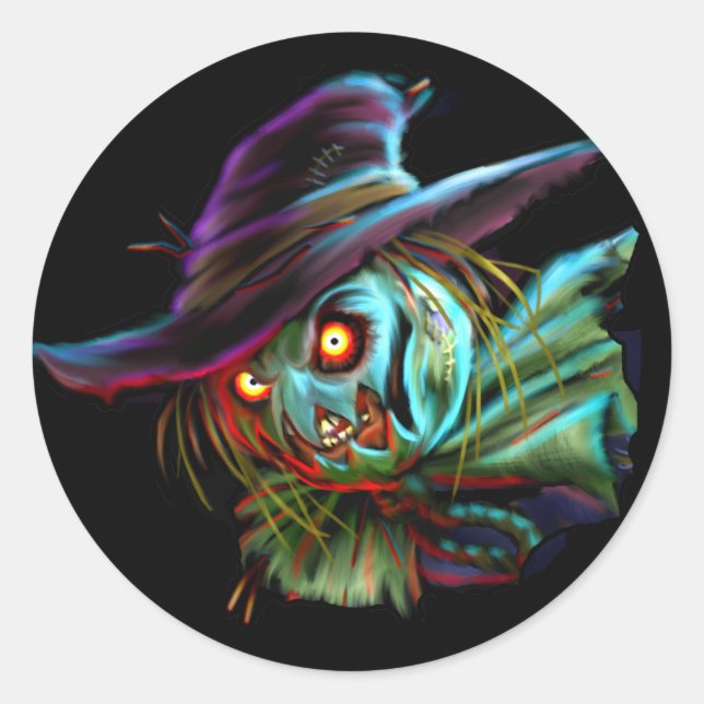 ScaryCrow Scarecrow mit leuchtenden Augen Sticker (Vorderseite)
