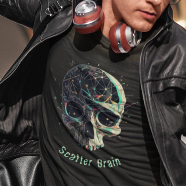 Scatter Brain Skull - Cooler Tief denkender Schäde T-Shirt (Von Creator hochgeladen)