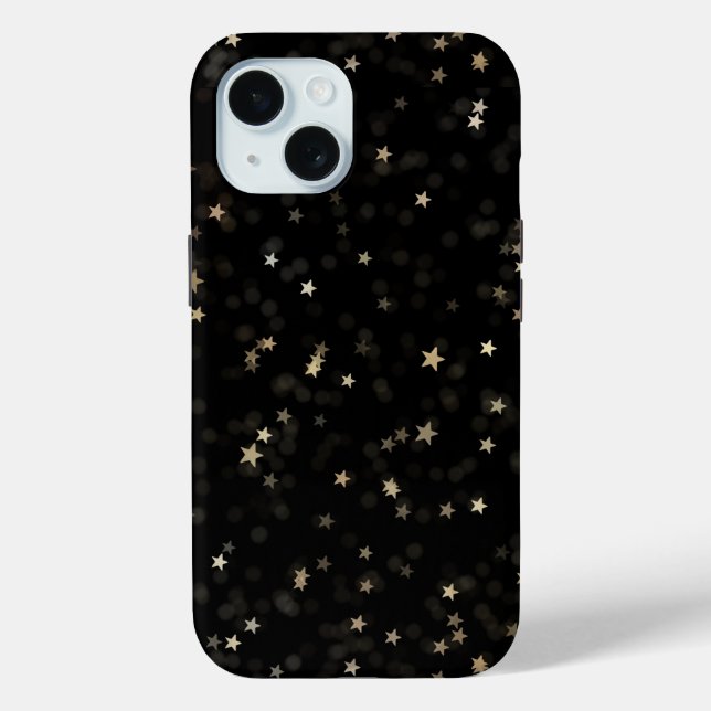 Scatter Gold Stars auf schwarz Case-Mate iPhone Hülle (Rückseite)