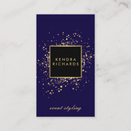Scatter Imitate Gold Confetti auf Modern Blue Visitenkarte