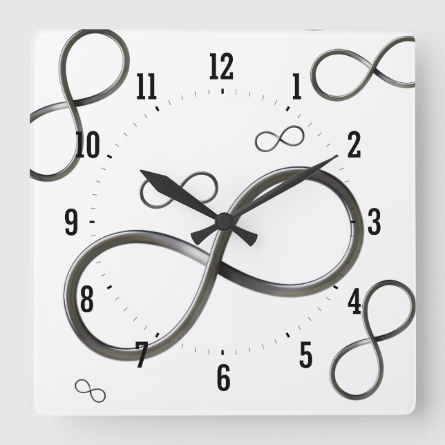 Scatter Infinity-Symbol | Geek Quadratische Wanduhr (Vorderseite)