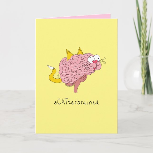 sCATterbrained Cat Brain Funny Greeting Card Karte (Vorderseite)