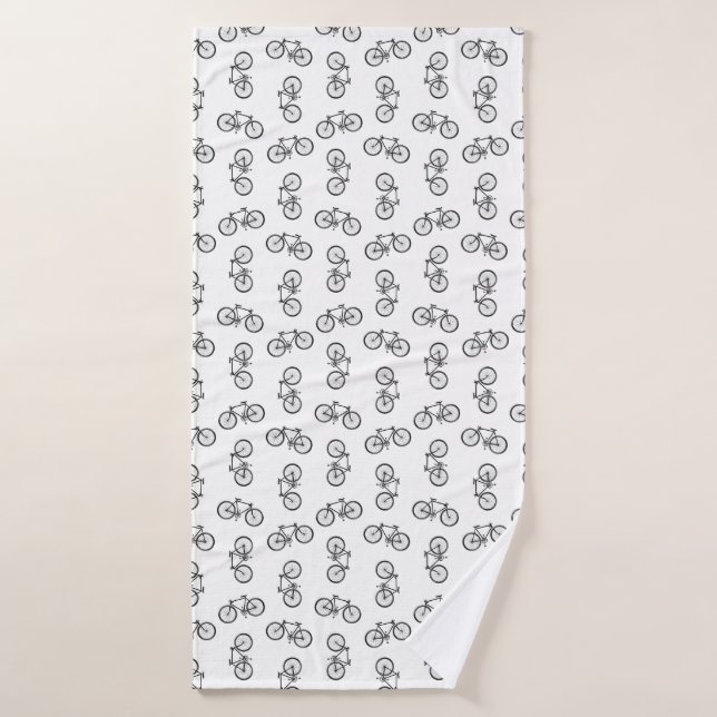 Scattered Bicycle Print Muster CUSTOM BG FARBE Badehandtuch (Badehandtuch)