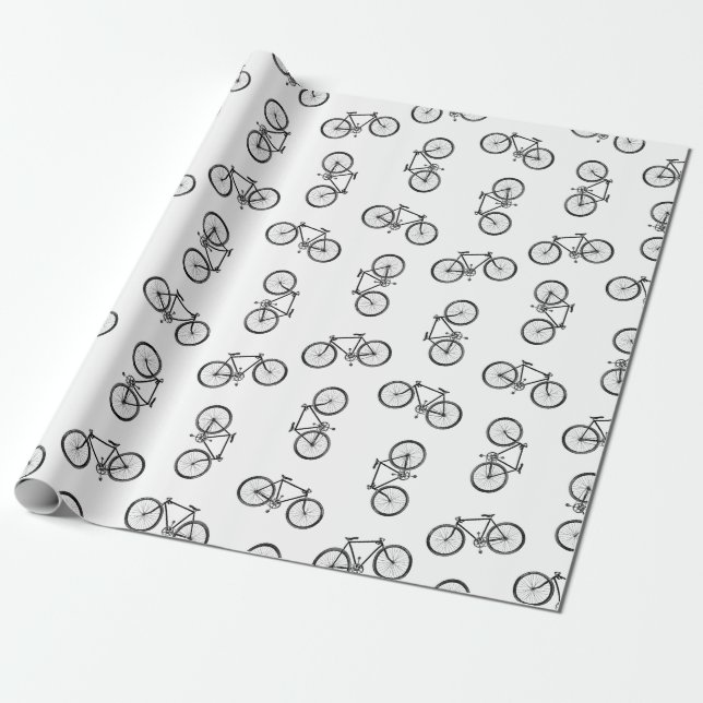 Scattered Bicycle Print Muster CUSTOM BG FARBE Geschenkpapier (Ungerollt)