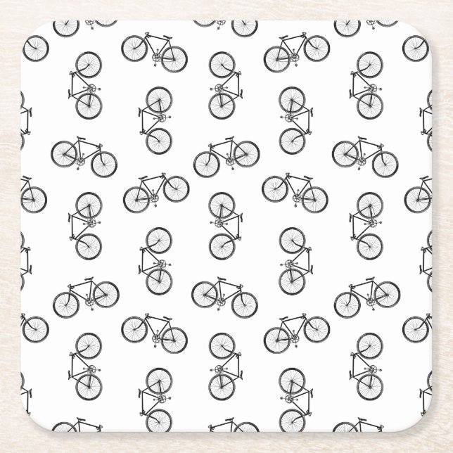 Scattered Bicycle Print Muster CUSTOM BG FARBE Rechteckiger Pappuntersetzer (Vorderseite)