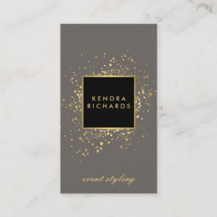 Scattered Imitate Gold Confetti auf Modern Grau Visitenkarte