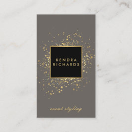Scattered Imitate Gold Confetti auf Modern Grau Visitenkarte