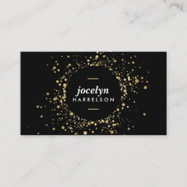 Scattered Imitate Gold Confetti Circle auf Black Visitenkarte