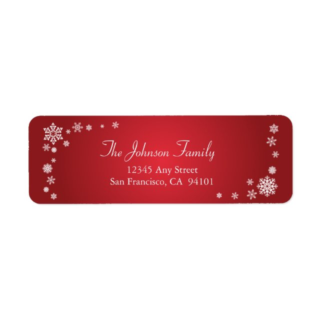 Scattered Snowflakes Holiday Address Labels (rot) (Vorne)