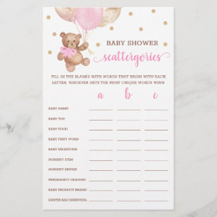 Scattergories Spiel Baby Shower Teddybär