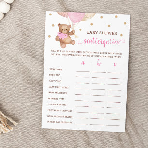Scattergories Spiel Baby Shower Teddybär Karte
