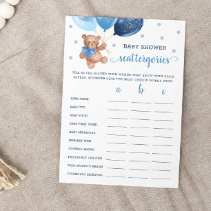 Scattergories Spiel Baby Shower Teddybär Karte